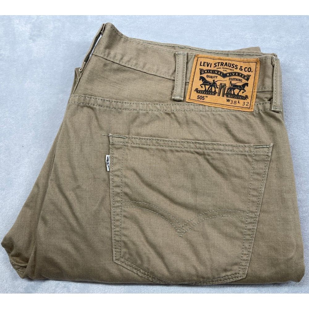 Levi's Men's‎ 505 0718 Khaki Regular Fit Straight Jeans W36 x L32